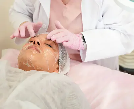 Hydrating facial treatment performed by a Mirra Bella esthetician